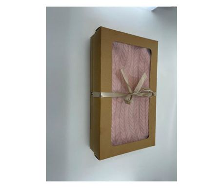 Paturica bebe bumbac Pique tricotat roz pudrat  80x100 cm