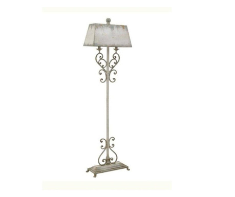 Lampa de podea Vintage, lemn/metal, alb antichizat, 51x27x182 cm