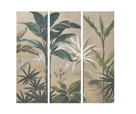 Tablou canvas, 3 piese, design vegetatie, 90x4x90 cm