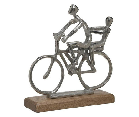 Decoratiune figurina pe bicicleta, lemn/metal, 24x8x26 cm
