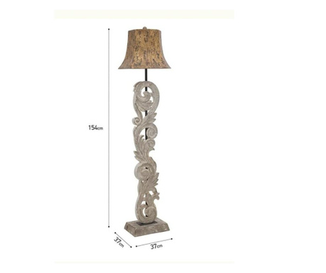 Lampa de podea aspect antichizat, lemn/metal, 37x37x154 cm