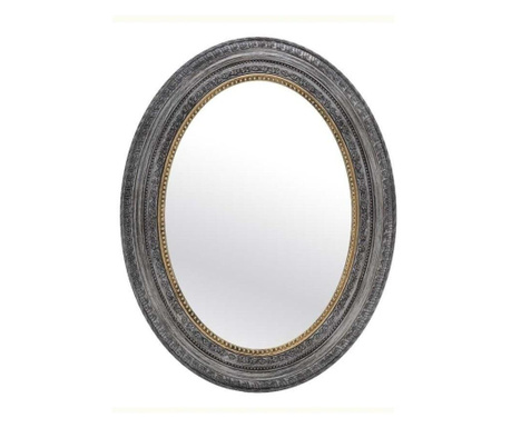 Oglinda de perete, ovala, gri antichizat, 60x3x77 cm