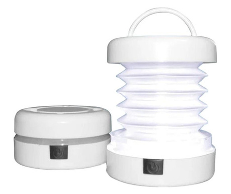 Set 4 Mini lanterne tip felinar Mini Light Pack, pliabile, practice, functioneaza cu baterii, inel de prindere, alb, doy