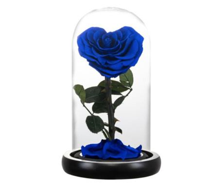 Trandafir criogenat albastru in forma de inima, rezista pana la 25 ani