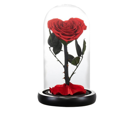 Trandafir criogenat rosu in forma de inima, rezista pana la 25 ani