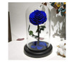 Trandafir criogenat bonita albastru in cupola sticla (Ø=9-9,5cm, rezista 25 ani)
