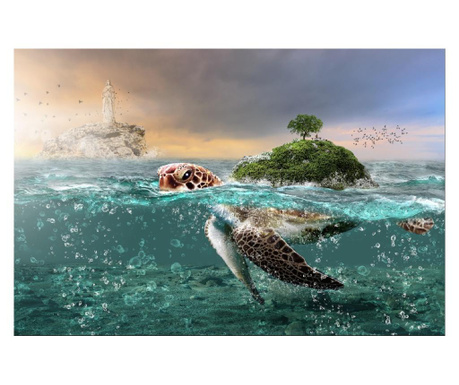 Media Öntapadó és mosható fali tapéta, tenger és teknős, 220 x 135 cm