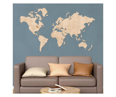 Карта на света за стена 100x60cm, prime, светло дърво