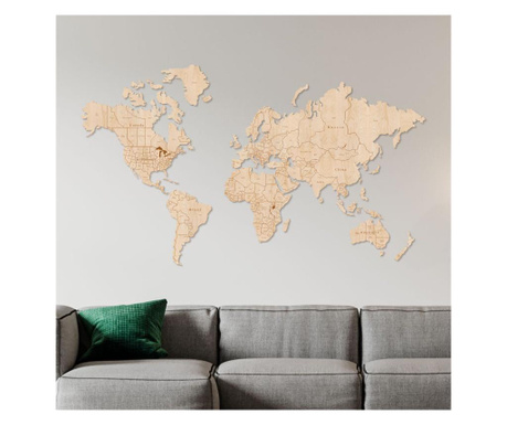 Карта на света за стена 100x60cm, exclusive, светло дърво