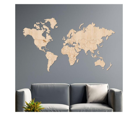 Карта на света за стена 200x120cm, blank, светло дърво