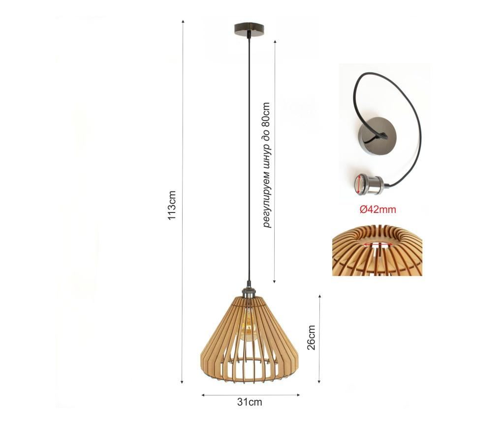 Viseća stropna svjetiljka Tyra prirodna, 1xE27, 230V - 6