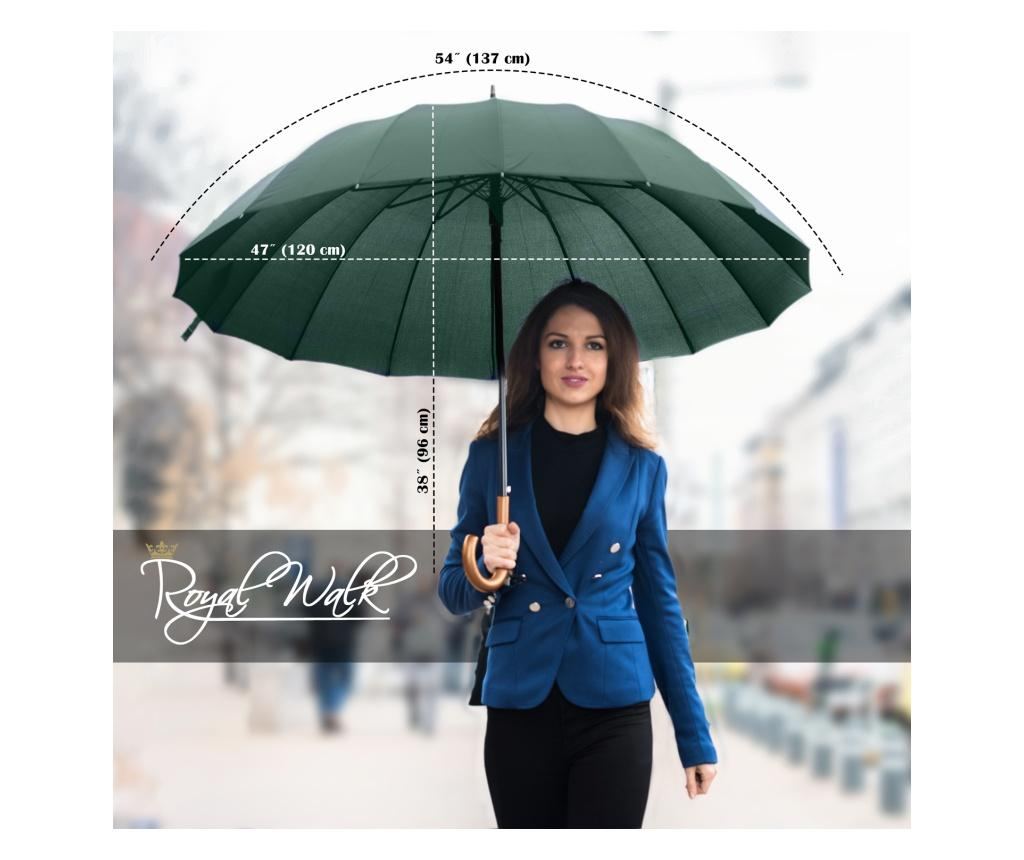 Umbrelă de lux pentru bărbați Royal Walk cu 16 spițe, automată, mare 120 cm, rezistentă la vânt, mâner din lemn, husă de transpo - 2