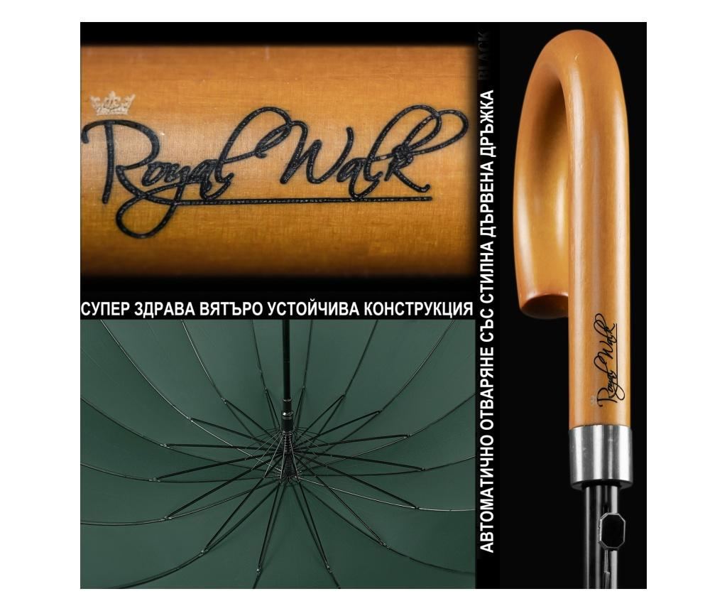 Umbrelă de lux pentru bărbați Royal Walk cu 16 spițe, automată, mare 120 cm, rezistentă la vânt, mâner din lemn, husă de transpo - 3