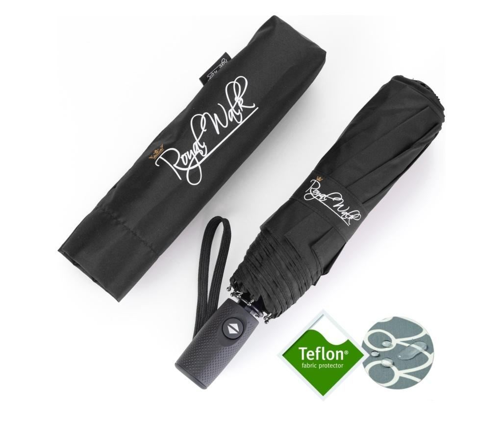 Umbrelă pliabilă de lux pentru bărbați Royal Walk, rezistentă la vânt, deschidere și închidere automată, 102 cm, neagră - 6