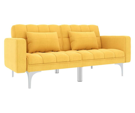 Разтегателен диван, жълт, плат