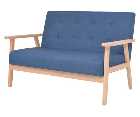 Canapea cu 2 locuri, albastru, material textil