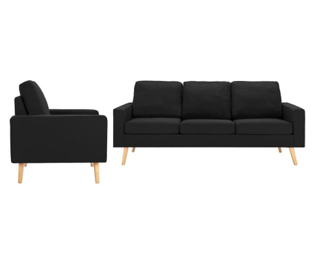 Set de canapele, 2 piese, negru, material textil