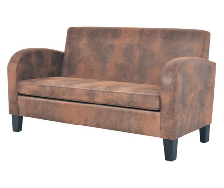 2-местен диван, изкуствен велур, кафяв