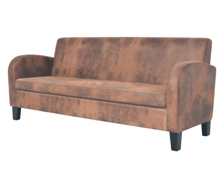 3-местен диван, изкуствен велур, кафяв