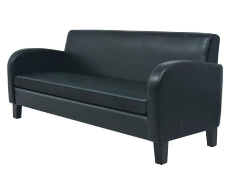 Canapea cu 3 locuri, negru, piele artificială