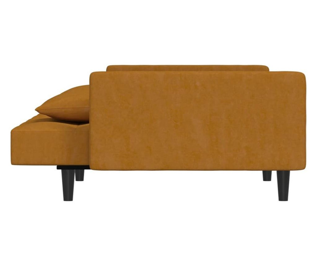 Canapea extensibilă cu 2 locuri, 2 perne, maro, catifea