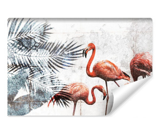 Fototapet pentru Living FLAMINGO Frunze Beton Retro 3D  450x300cm