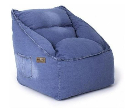 Круша тип фотьойл, Big Jean Bean Bag, весели дънки текстил, пълни с полистиренови перли, синьо