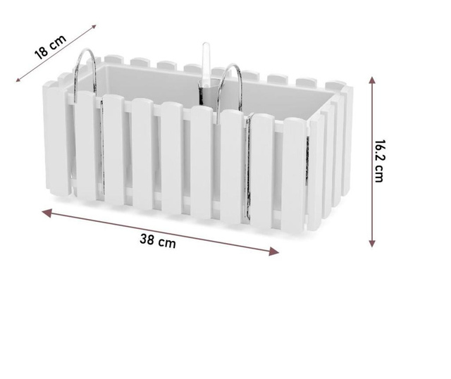 Декоративна сеялка, метална опора, поливна система, бяла, 38x18x16,2 см, Boardee Fencycase W
