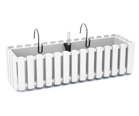 Декоративна сеялка, метална опора, поливна система, бяла, 58x18x16,2 см, Boardee Fencycase W