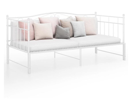 Cadru pat canapea extensibilă, alb, 90x200 cm, metal