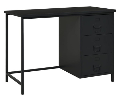Birou cu sertare, negru, 105x52x75 cm, oțel, industrial