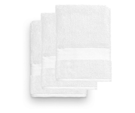 Set 3 prosoape baie AVA 100%, culoarea alb, 30x50 cm