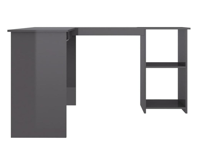 Birou de colț în formă de L, gri lucios, 120 x 140 x 75 cm, PAL