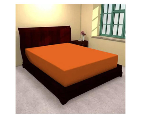 Husa de pat Bumbac-Tricot cu elastic, 140x200 cm, portocaliu