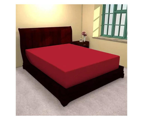 Husa de pat Bumbac-Tricot cu elastic, 140x200 cm, rosu