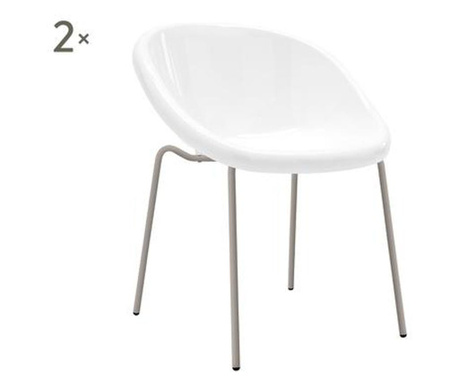 Set 2 scaune Calligaris model Bloom metal si policarbonat alb