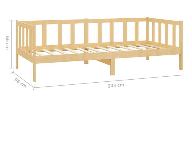 Postelja za dnevno uporabo z vzmetnico, 90x200 cm, masivno borovo les.