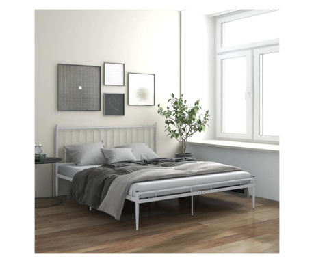 Cadru de pat, alb, 140x200 cm, metal