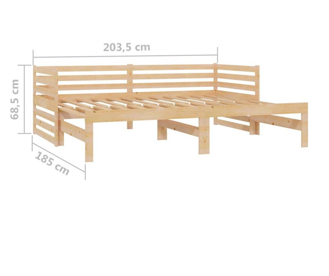 Pat extensibil de zi, 2x(90x200) cm, lemn masiv de pin