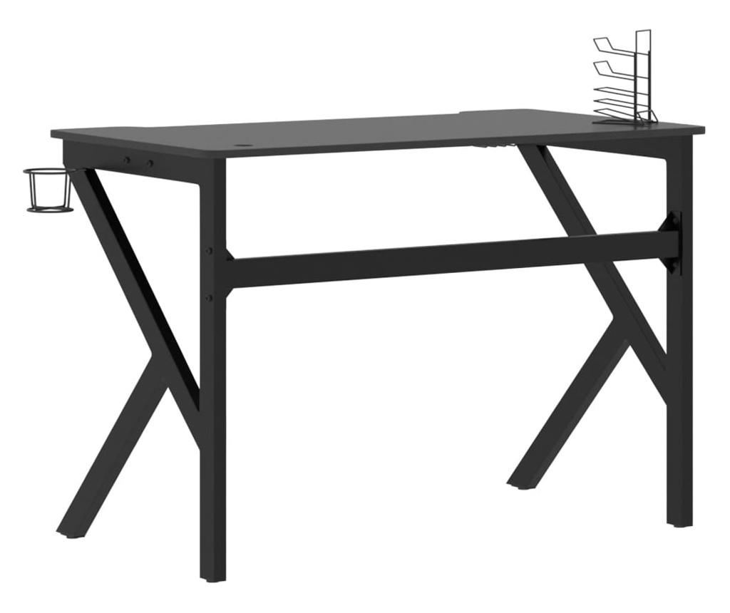 Igralna miza s K obliko nog, črna, 110x60x75 cm - 4