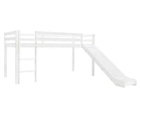 Cadru pat etajat copii cu tobogan & scară 97x208cm lemn de pin