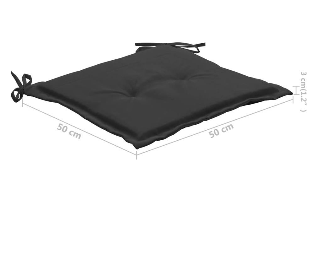 Градински столове с възглавници, 3 бр., Масивна акациева дървесина - 7