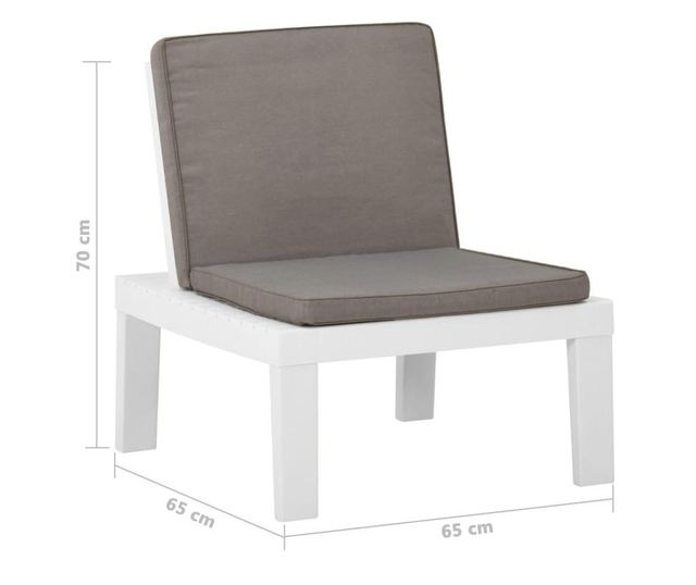 Kertszati szkek prnkkal, 2 db., fehr, manyag