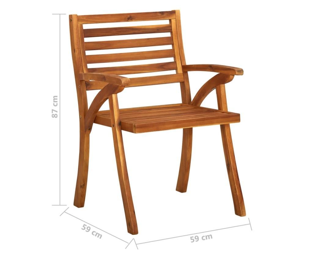 Градински столове с възглавници, 3 бр., Масивна акациева дървесина - 6