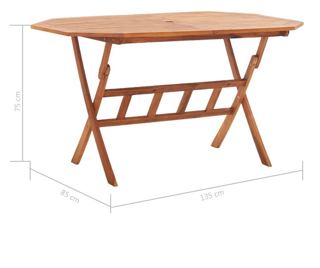 Sklopivi vrtni stol, 135x85x75 cm, masivno drvo akacije - 8