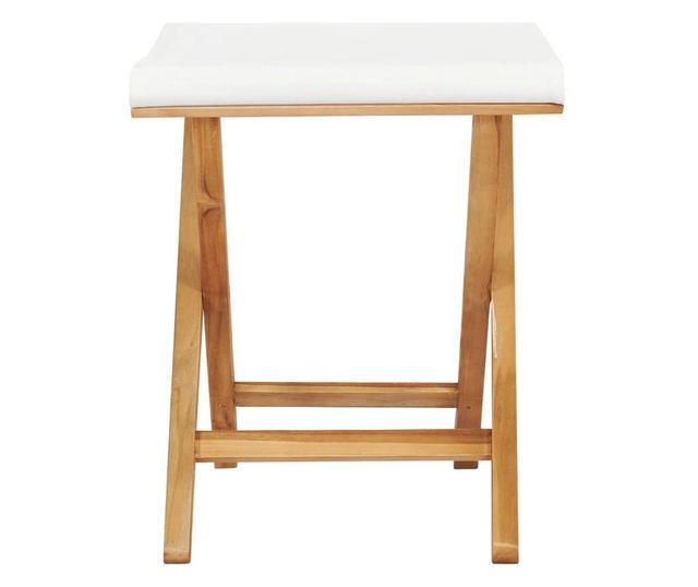 Sklopive stolice, 2 kom., krem bijele, masivno tikovo drvo i tekstil