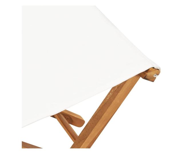 Sklopive stolice, 2 kom., krem bijele, masivno tikovo drvo i tekstil