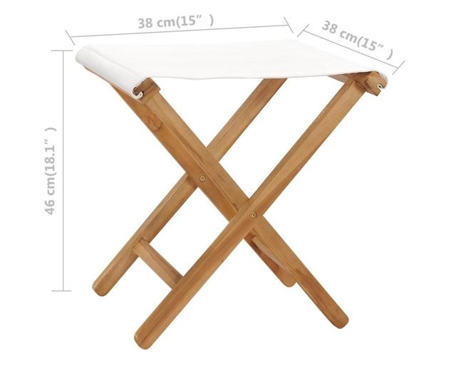 Sklopive stolice, 2 kom., krem bijele, masivno tikovo drvo i tekstil