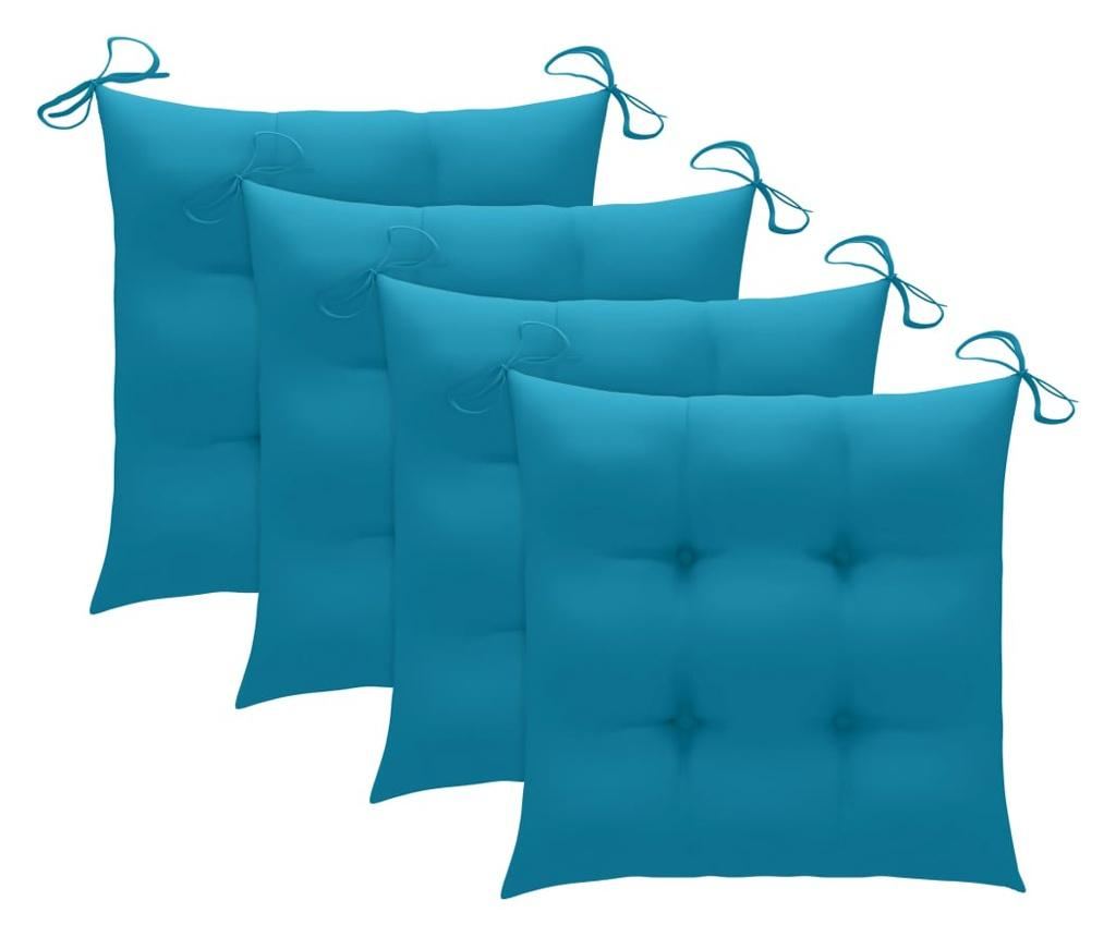 Сгъваеми градински столове с възглавнички, 4 бр., масивно акациево дърво - 9