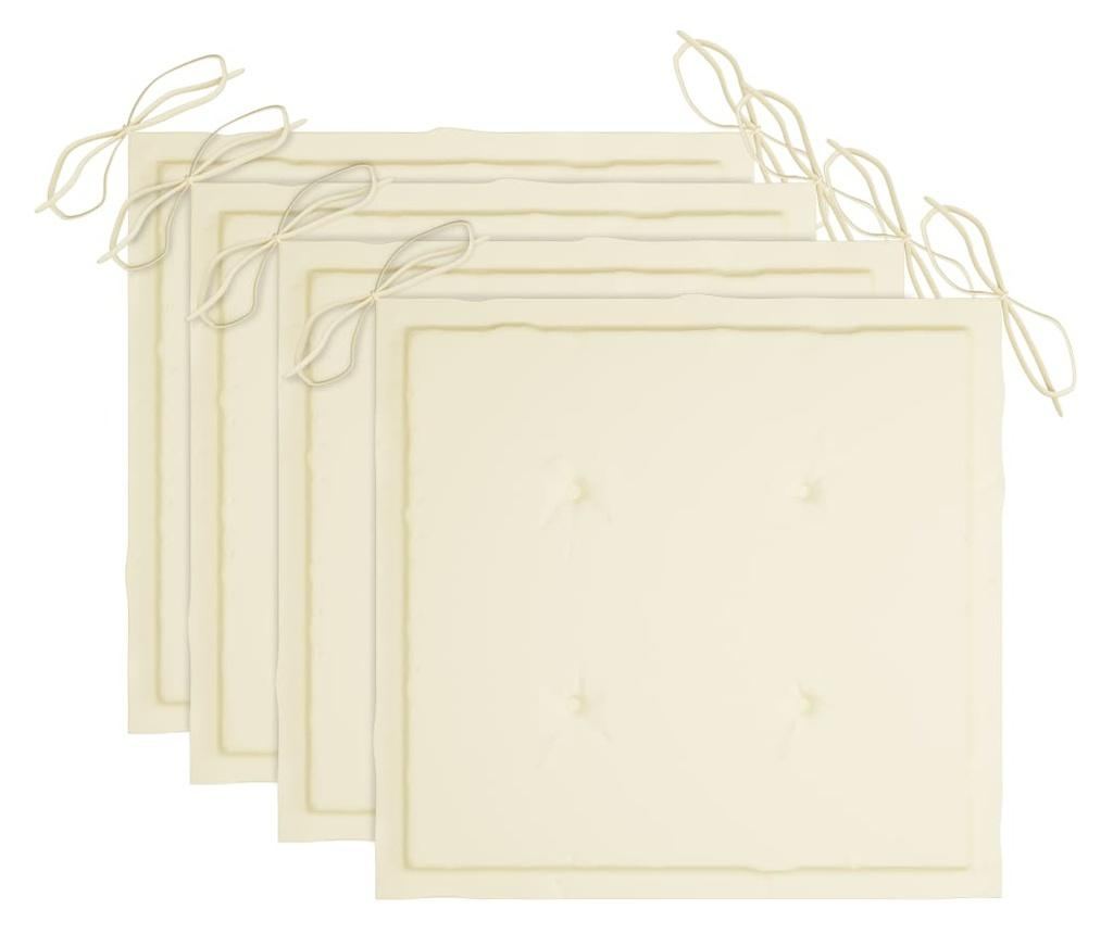 Външни сгъваеми столове с възглавници, 4 бр., Масивна акациева дървесина - 3